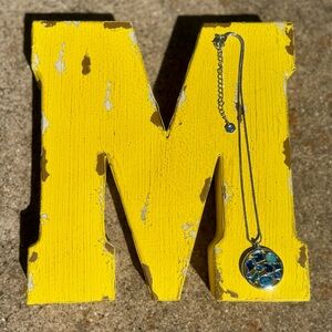 18" Silver chain with blue and green jeweled pendant